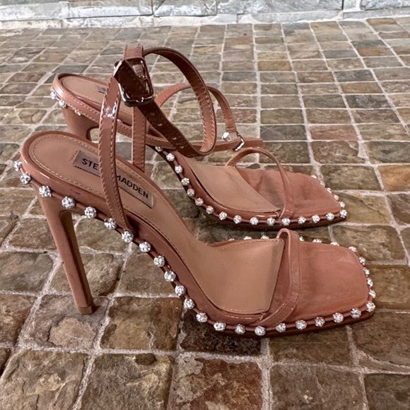 Steve Madden Nude Strappy Heels with Sparkling Accents - Picture 5 of 7